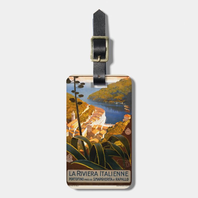 Italian Riviera Europe Italy Travel Poster Luggage Tag (Front Vertical)