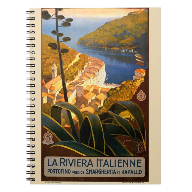 Italian Riviera Europe Italy Travel Poster Notebook (Front)