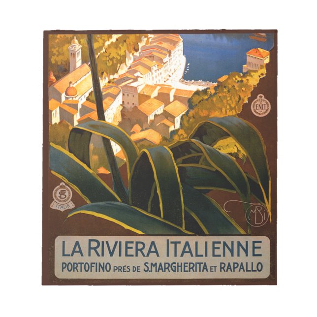Italian Riviera Europe Italy Travel Poster Notepad (Front)