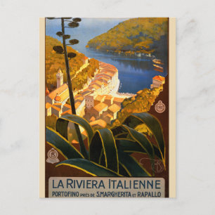 Italian Riviera Europe Italy Travel Poster Postcard