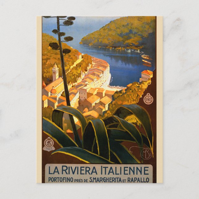 Italian Riviera Europe Italy Travel Poster Postcard (Front)