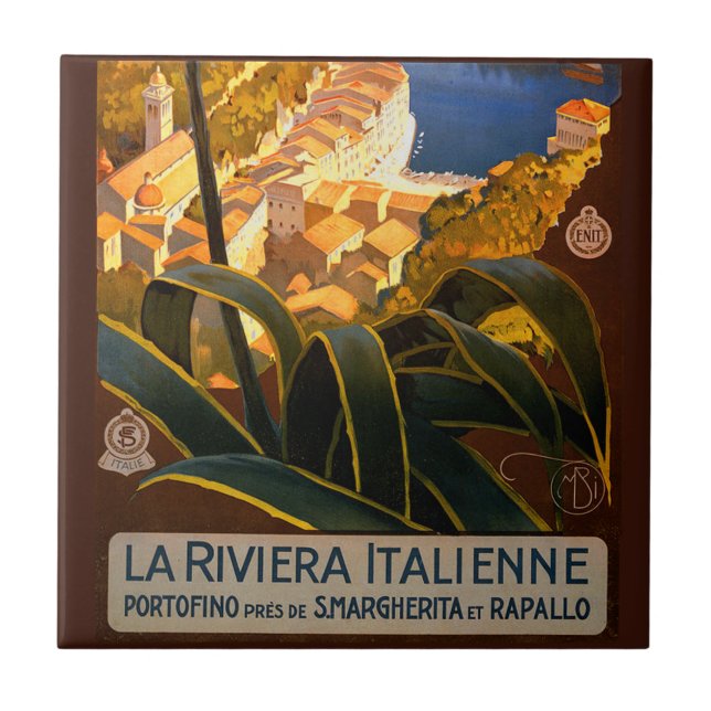 Italian Riviera Europe Italy Travel Poster Tile (Front)