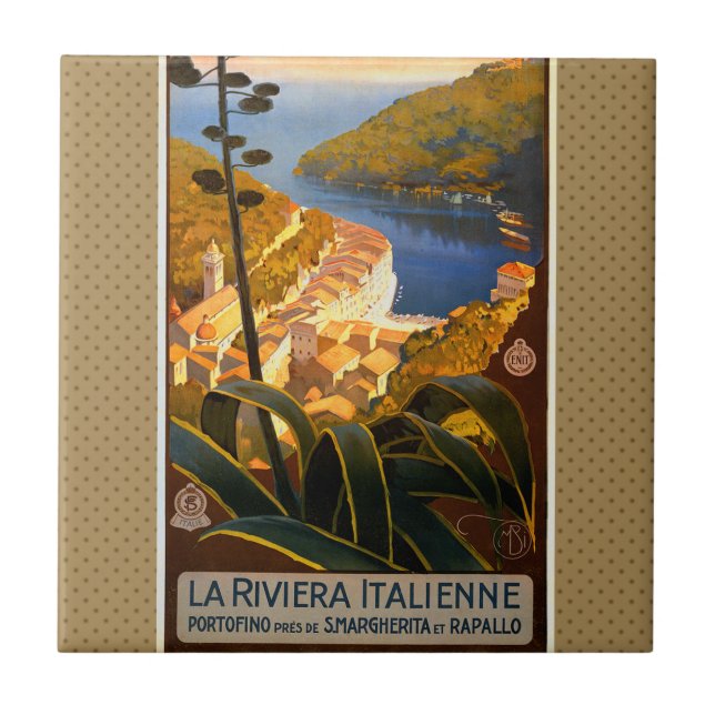 Italian Riviera Europe Italy Travel Poster Tile (Front)