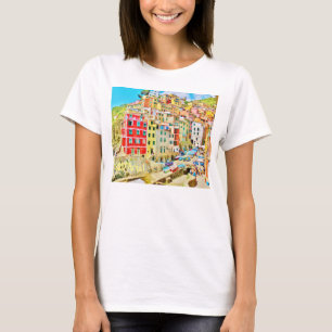 Italian Riviera Fishing Village, Flowy L/S T T-Shirt