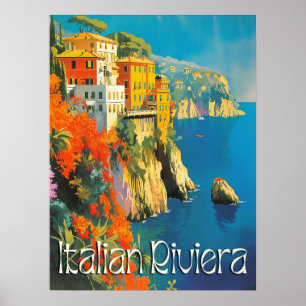 Italian Riviera Retro Travel Poster
