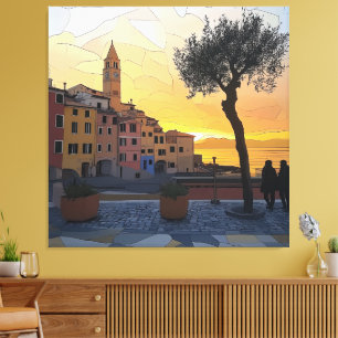 Italian Riviera Sunset Art - Canvas Print