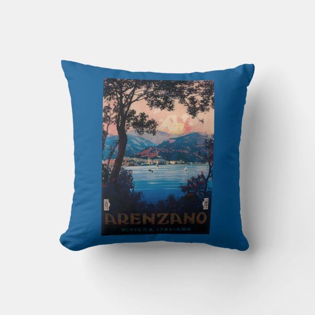 Italian Riviera Travel Poster Cushion (Front)