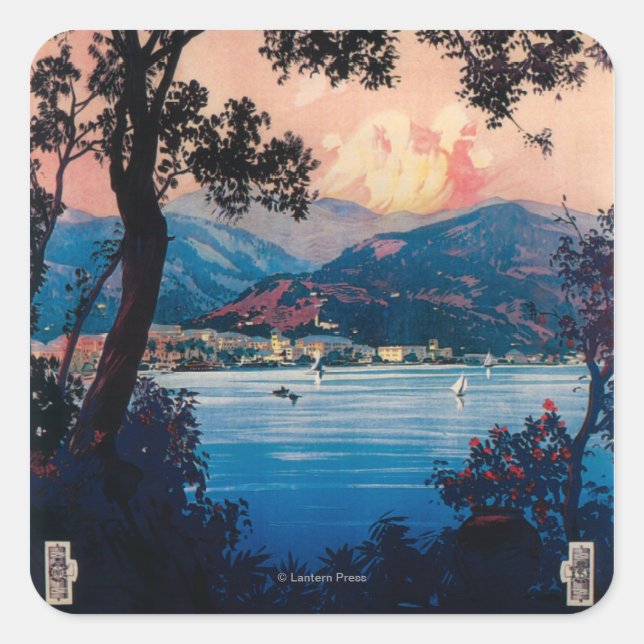Italian Riviera Travel Poster Square Sticker (Front)