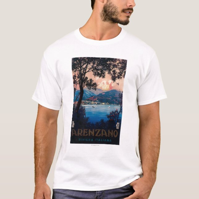 Italian Riviera Travel Poster T-Shirt (Front)