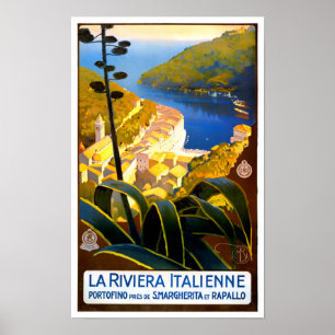 Italian Riviera vintage travel Poster