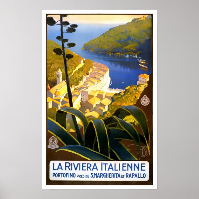 Italian Riviera vintage travel Poster (Front)