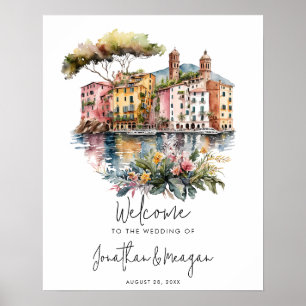 Italian Riviera wedding welcome sign poster