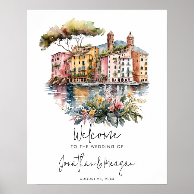 Italian Riviera wedding welcome sign poster (Front)