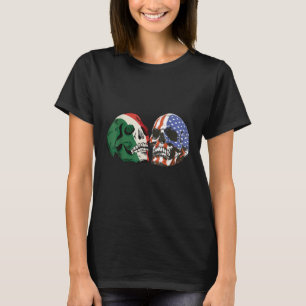 Italian Roots American Born Italia Skull Flag Usa  T-Shirt