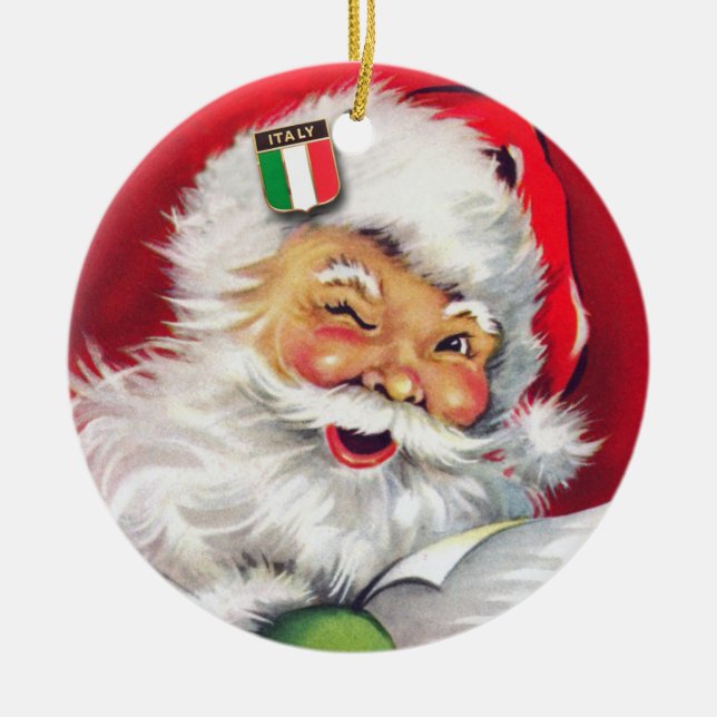 Italian Santa, Italian Christmas, Italy Ceramic Tree Decoration (Front)