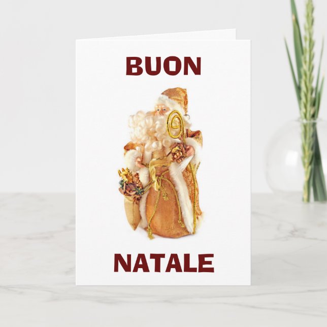 ITALIAN SANTA SAY "BUON NATALE" EATDRINKBEMERRY HOLIDAY CARD (Front)