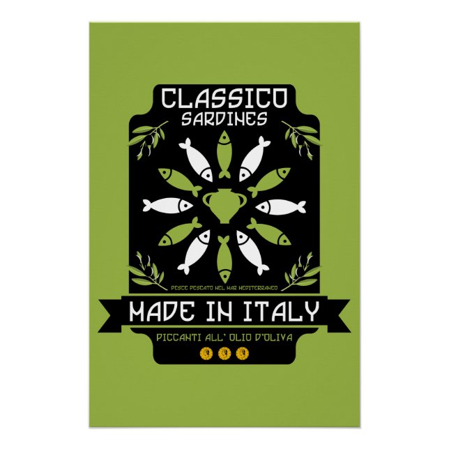 Italian Sardine Art Print Kitchen Gift (Front)