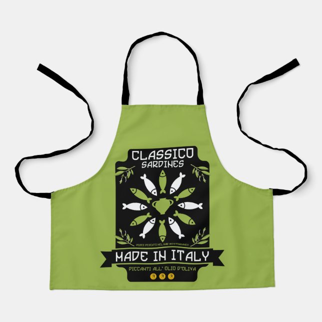 Italian Sardine Art Print Kitchen Gift Apron (Front)