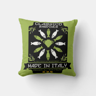 Italian Sardine Art Print Kitchen Gift Cushion
