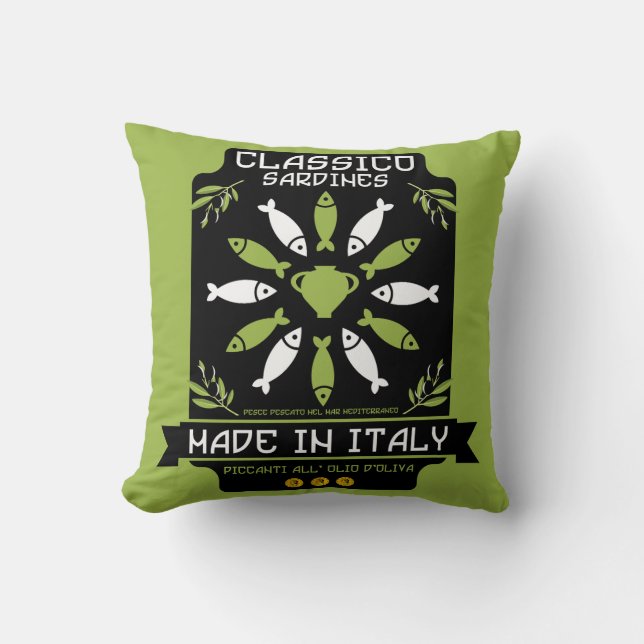 Italian Sardine Art Print Kitchen Gift Cushion (Front)