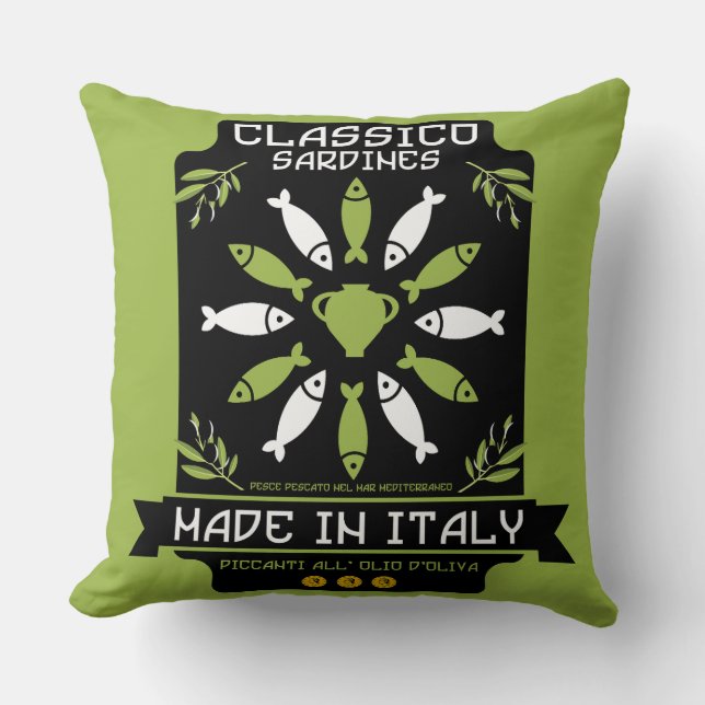 Italian Sardine Art Print Kitchen Gift Cushion (Front)