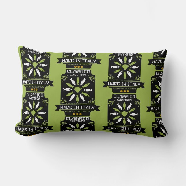 Italian Sardine Art Print Kitchen Gift Lumbar Cushion (Front)