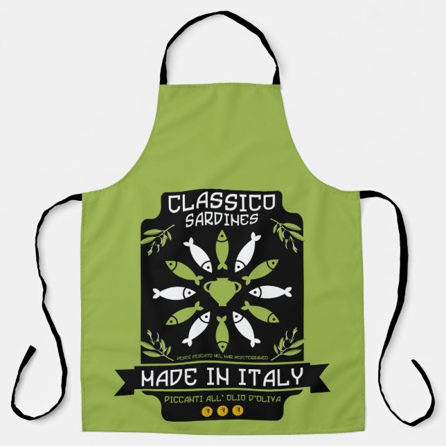 Italian Sardines Art Print Kitchen Gift Apron (Front)
