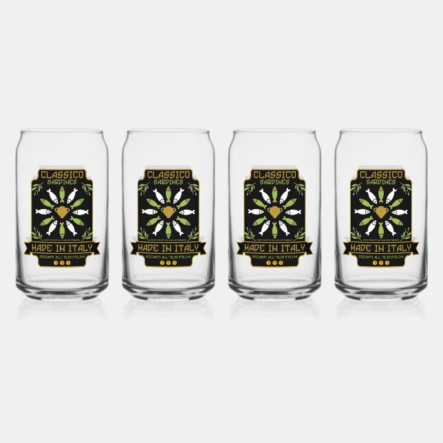 Italian Sardines Art Print Kitchen Gift Can Glass (Front)