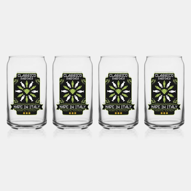 Italian Sardines Art Print Kitchen Gift Can Glass (Front)