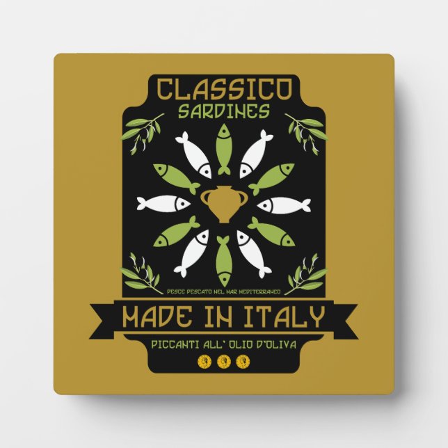 Italian Sardines Art Print Kitchen Gift Plaque (Front)