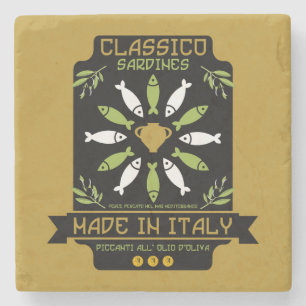 Italian Sardines Art Print Kitchen Gift Stone Coaster