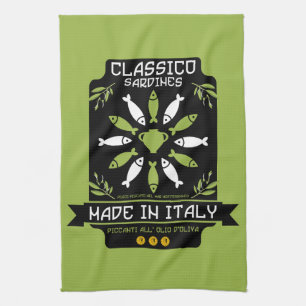 Italian Sardines Art Print Kitchen Gift Tea Towel