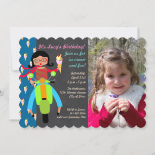 Italian scooter Birthday  Party photo invitation