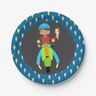 Italian scooter boy Birthday Party Paper Plate