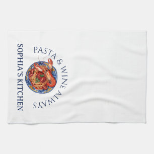 Italian Seafood Pasta Kitchen Tea Towel