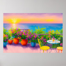 Italian Seaside Garden Patio Poster
