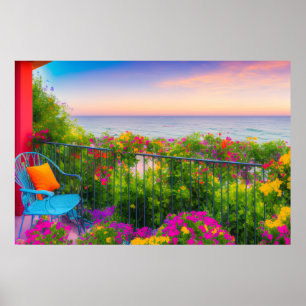 Italian Seaside Patio Garden Acrylic Art Poster