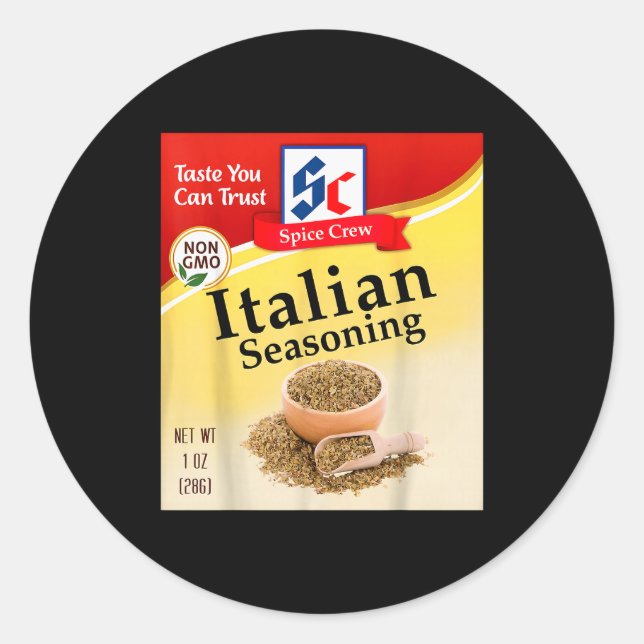 Italian Seasoning Condiment Costume Holiday Sce Co Classic Round Sticker (Front)