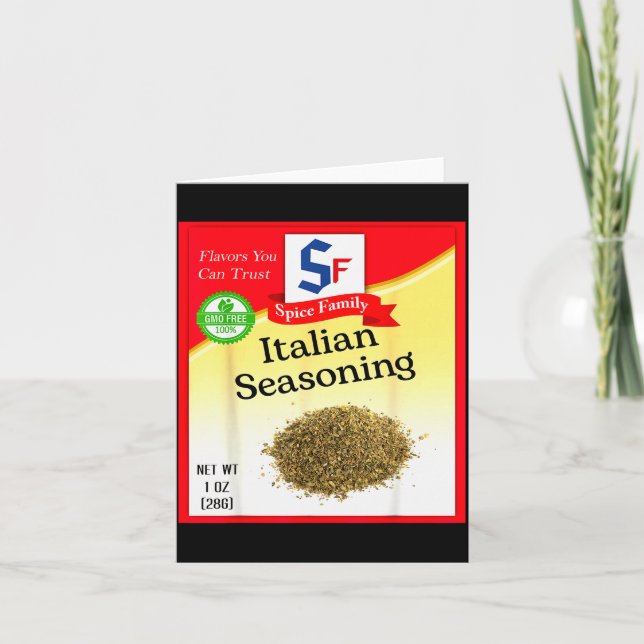 Italian Seasoning Sce Group Costume Family Matchin Card (Front)