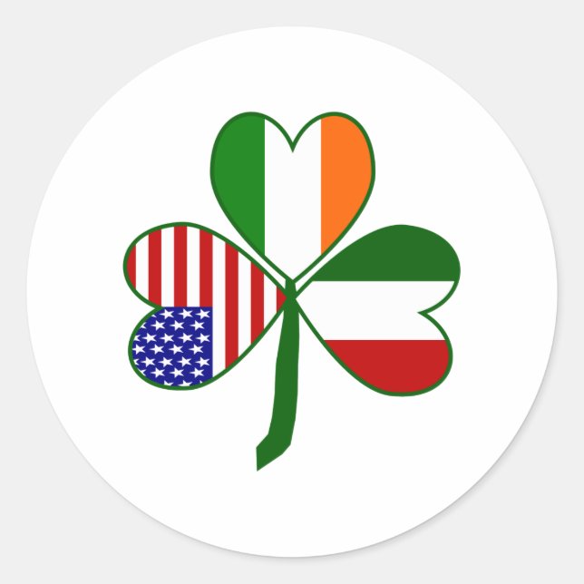 Italian Shamrock Classic Round Sticker (Front)