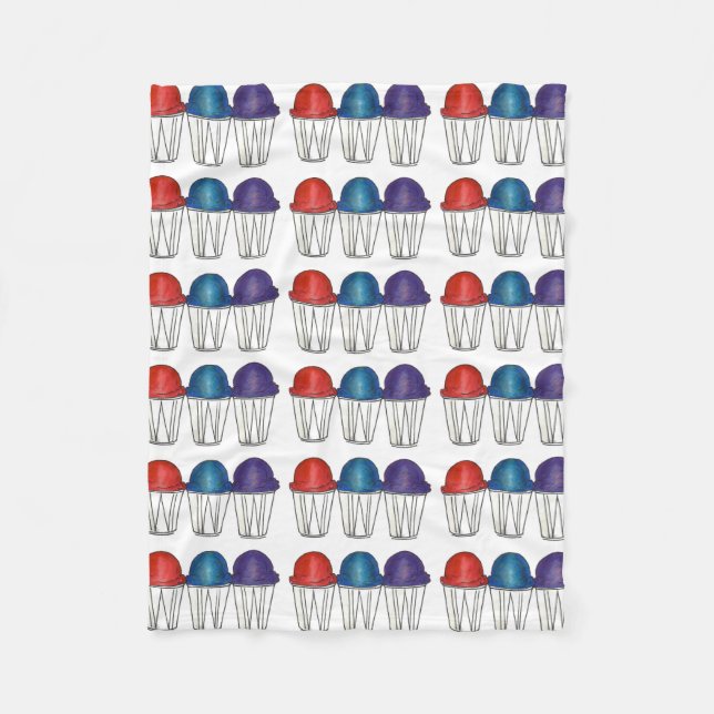 Italian Shaved Ice Dessert Foodie Snocone Snoball Fleece Blanket (Front)