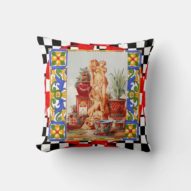 Italian, Sicilian art. maiolica, tiles, baroque ar Cushion (Front)