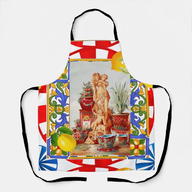 Italian,Sicilian art,maiolica,tiles,baroque art Apron (Front)