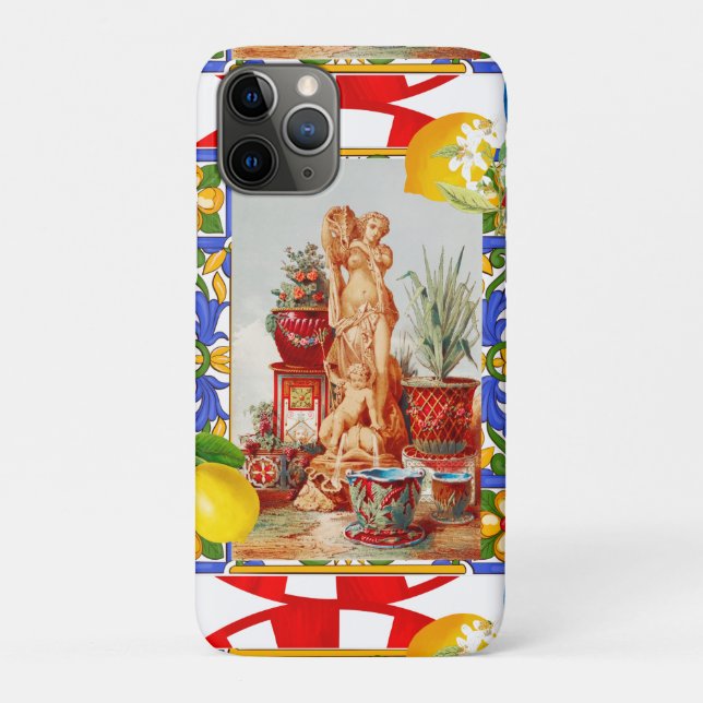 Italian,Sicilian art,maiolica,tiles,baroque art  Case-Mate iPhone Case (Back)