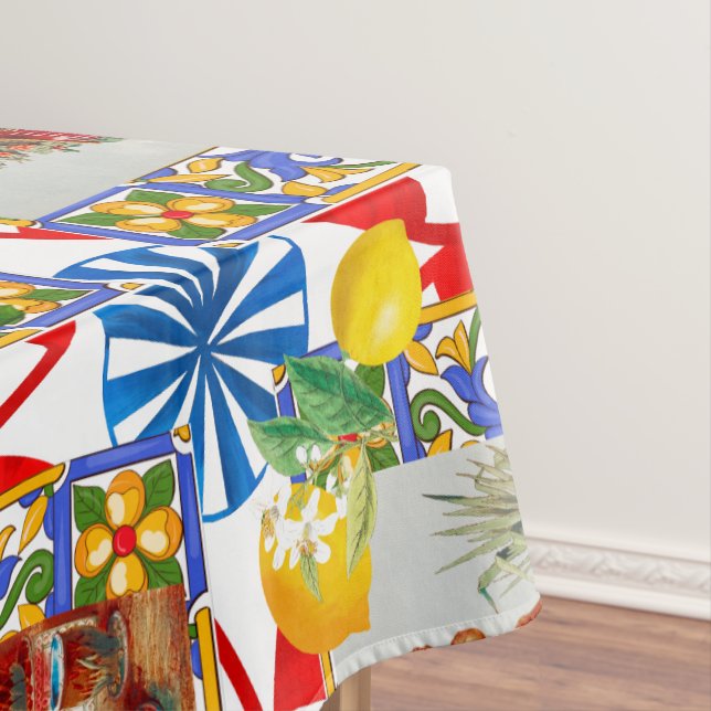 Italian,Sicilian art,maiolica,tiles,baroque art Tablecloth (In Situ)