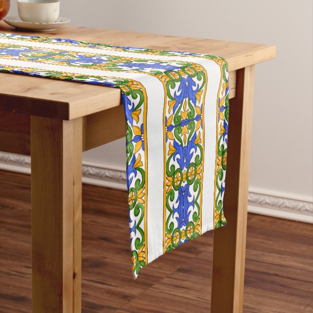 Italian,Sicilian art,majolica pattern     Short Table Runner (In Situ)