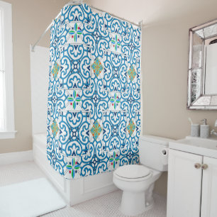 Italian,Sicilian art,majolica,tiles,Moroccan tiles Shower Curtain