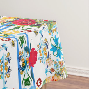 Italian,Sicilian,floral,majolica pattern    Tablecloth