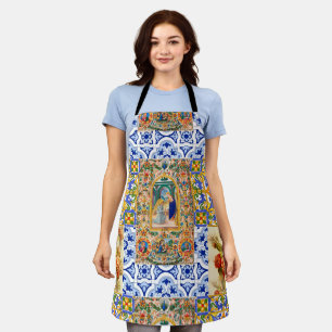 Italian,Sicilian,holy Mary,Virgin Mary,maiolica  Apron