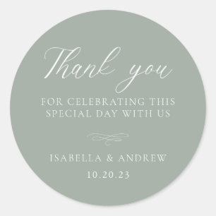 Italian Solid Sage Green Wedding  Classic Round Sticker